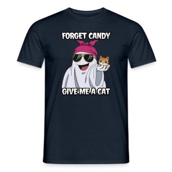 Halloween Cat Forget Candy Give Me A Cat - Men's T-Shirt - navy - Front - AI Model Male 178 light (178cm)