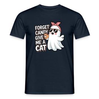 Halloween Cat Forget Candy Give Me A Cat - Men's T-Shirt - navy - Front - AI Model Male 178 light (178cm)
