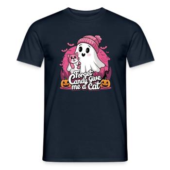 Halloween Cat Forget Candy Give Me A Cat - Men's T-Shirt - navy - Front - AI Model Male 178 light (178cm)