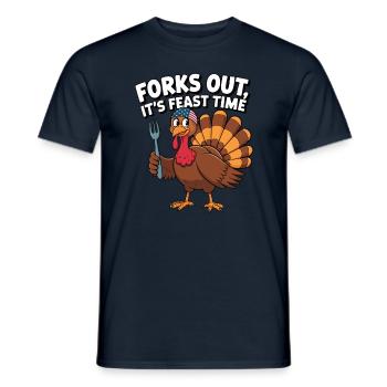 Dinde drôle de Thanksgiving - T-shirt homme - marine - Devant - AI Model Male 178 light (178cm)