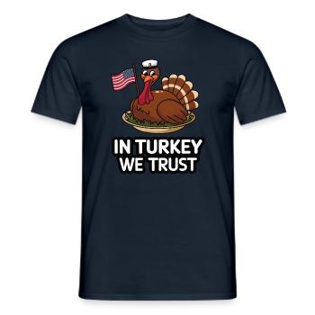 Lustiger Thanksgiving Truthahn - Männer T-Shirt - Navy - Vorne - AI Model Male 178 light (178cm)