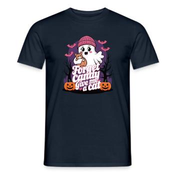 Halloween Cat Forget Candy Give Me A Cat - Men's T-Shirt - navy - Front - AI Model Male 178 light (178cm)
