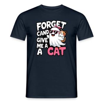 Halloween Cat Forget Candy Give Me A Cat - Men's T-Shirt - navy - Front - AI Model Male 178 light (178cm)