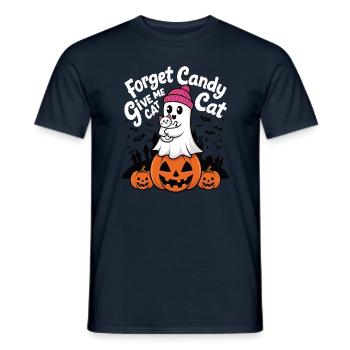 Halloween Cat Forget Candy Give Me A Cat - Men's T-Shirt - navy - Front - AI Model Male 178 light (178cm)