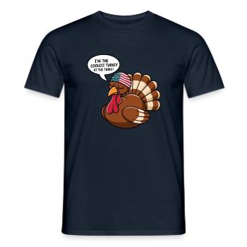 Dinde drôle de Thanksgiving - T-shirt homme - marine - Devant - AI Model Male 178 light (178cm)