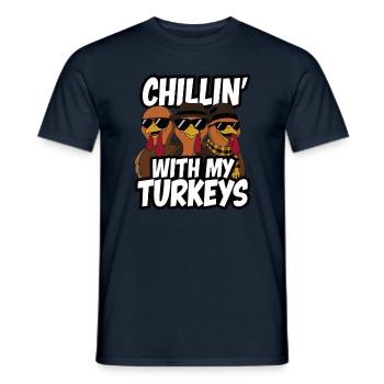 Lustiger Thanksgiving Truthahn - Männer T-Shirt - Navy - Vorne - AI Model Male 178 light (178cm)