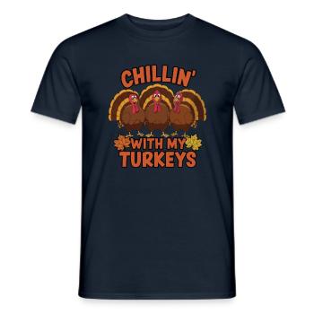 Dinde drôle de Thanksgiving - T-shirt homme - marine - Devant - AI Model Male 178 light (178cm)