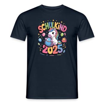 School Child 2025 School Enrollment Back to School - Men's T-Shirt - navy - Front - AI Model Male 178 light (178cm)