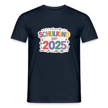 School Child 2025 School Enrollment Back to School - Men's T-Shirt - navy - Front - AI Model Male 178 light (178cm)