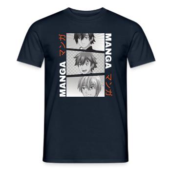 manga japonais otaku, manga design,manga - T-shirt homme - marine - Devant - AI Model Male 178 light (178cm)