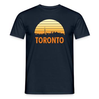 Vintage Toronto Skyline Sunset Retro - Men's T-Shirt - navy - Front - AI Model Male 178 light (178cm)