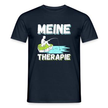MEINE THERAPIE - Angeln - Männer T-Shirt - Navy - Vorne - AI Model Male 178 light (178cm)