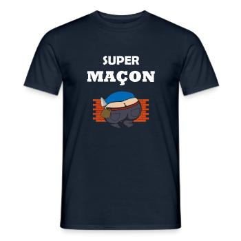 Humour super maçon - Sourire du maçon - Raie - T-shirt homme - marine - Devant - AI Model Male 178 light (178cm)