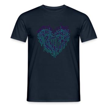 Heart electronic digital heart - Men's T-Shirt - navy - Front - AI Model Male 178 light (178cm)