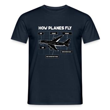 How Planes Fly Design for student pilots and - Men's T-Shirt - navy - Front - AI Model Male 178 light (178cm)