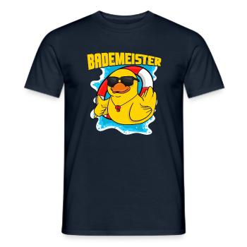 Bademeister Rettungsring Gummieente Quitscheente - Männer T-Shirt - Navy - Vorne - AI Model Male 178 light (178cm)