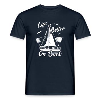 Life is better on boat - Men's T-Shirt - navy - Front - AI Model Male 178 light (178cm)