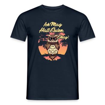 Ich mag halt Eulen okay? - Männer T-Shirt - Navy - Vorne - AI Model Male 178 light (178cm)