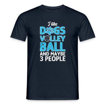 I like Dogs Volleyball and 3 People - T-shirt homme - marine - Devant - AI Model Male 178 light (178cm)