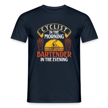 Cyclist in the Morning - Men's T-Shirt - navy - Front - AI Model Male 178 light (178cm)