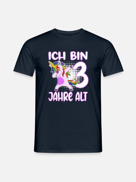 Dabbing Einhorn Ich bin 3 Jahre alt - Männer T-Shirt - Navy