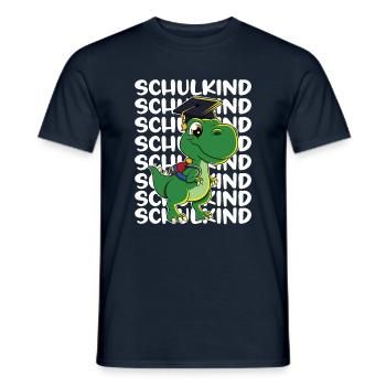 Schulkind Dino Einschulung Junge - Männer T-Shirt - Navy - Vorne - AI Model Male 178 light (178cm)