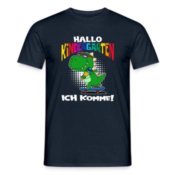 Hallo Kindergarten ich komme T-Rex Dino - Männer T-Shirt - Navy - Vorne - AI Model Male 178 light (178cm)