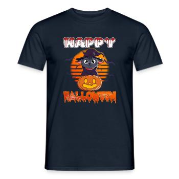 Halloween Creepy Cat Witch Pumpkin - Men's T-Shirt - navy - Front - AI Model Male 178 light (178cm)