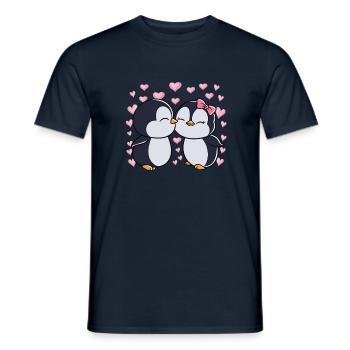 Valentinstag Pinguin Pärchen Pinguine - Männer T-Shirt - Navy - Vorne - AI Model Male 178 light (178cm)