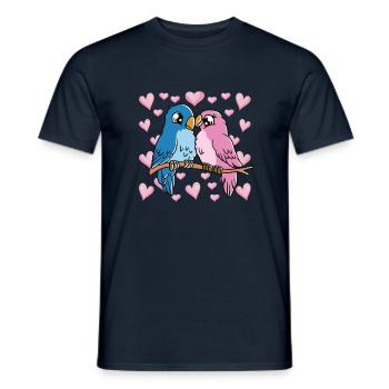 Valentine's Day Couple Bird Hearts Birds - Men's T-Shirt - navy - Front - AI Model Male 178 light (178cm)