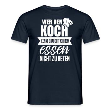 Cook Knows, avant de manger Priez Funny Gift - T-shirt homme - marine - Devant - AI Model Male 178 light (178cm)
