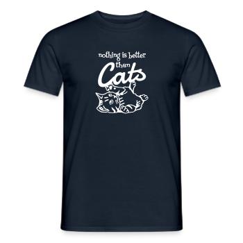 Chat chats chat chats chatons chaton meow - T-shirt homme - marine - Devant - AI Model Male 178 light (178cm)