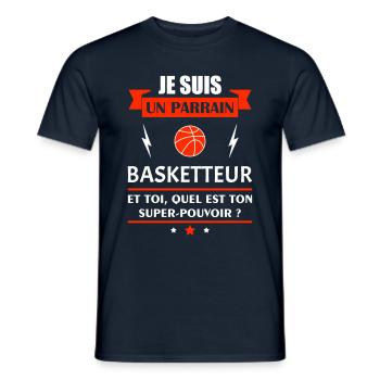 Je suis un parrain baketteur super pouvoir, noël - T-shirt homme - marine - Devant - AI Model Male 178 light (178cm)