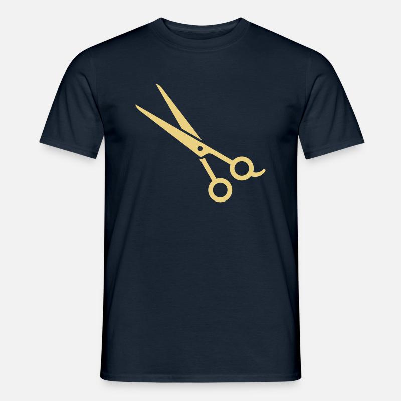 Haarschere, Effilierschere - Männer T-Shirt - Navy