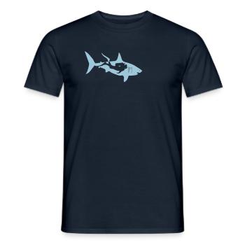 scuba diving diver shark jaws whale dolphin - Men's T-Shirt - navy - Front - AI Model Male 178 light (178cm)