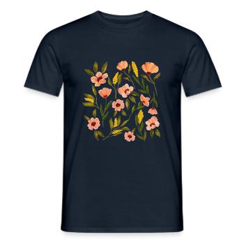 Floral Design, Sommergartenblumen, Aquarell - Männer T-Shirt - Navy - Vorne - AI Model Male 178 light (178cm)