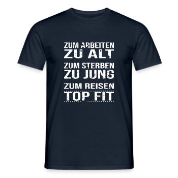 Zum reisen topfit. Camper - Camplife - Männer T-Shirt - Navy - Vorne - AI Model Male 178 light (178cm)