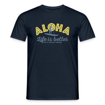 Aloha - La vie est meilleure sur une planche de paddle (hommes) - T-shirt homme - marine - Devant - AI Model Male 178 light (178cm)