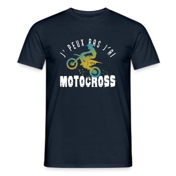 J'peux pas j'ai motocross cadeau humour moto cross - T-shirt homme - marine - Devant - AI Model Male 178 light (178cm)