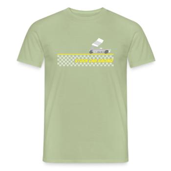 Stock Car Racing on Flag Track - Men's T-Shirt - sage - Front - AI Model Male 178 light (178cm)