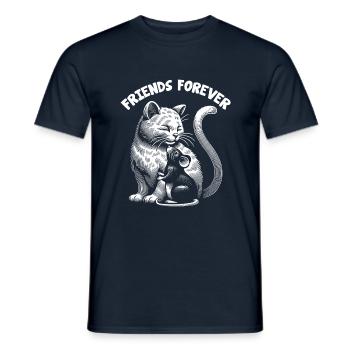 Le chat et la souris dans l’amitié, la paix et l’amour - T-shirt homme - marine - Devant - AI Model Male 178 light (178cm)
