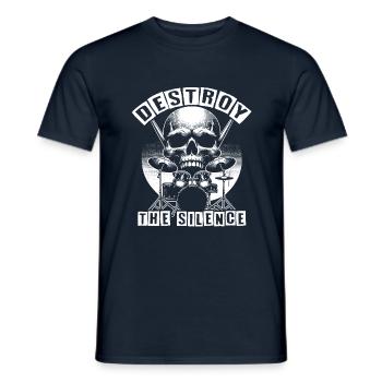 Schlagzeug und Skull Schlagzeuger Rockband - Männer T-Shirt - Navy - Vorne - AI Model Male 178 light (178cm)