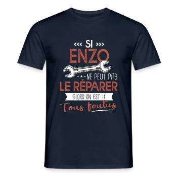 Si Enzo ne peut pas le réparer on est foutus - T-shirt homme - marine - Devant - AI Model Male 178 light (178cm)