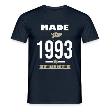MADE IN 1993 né en 1993 anniversaire 30 ans - T-shirt homme - marine - Devant - AI Model Male 178 light (178cm)
