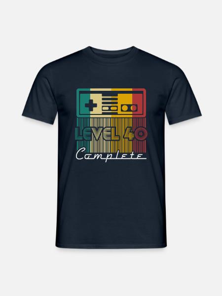 40. Geburtstag Level 40 Complete Retro Geschenk - Männer T-Shirt - Navy