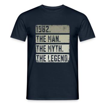 Born 1982 Man Myth Legend Birthday - Men's T-Shirt - navy - Front - AI Model Male 178 light (178cm)