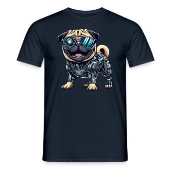Carlin Cyborg - Chien robot bionique - T-shirt homme - marine - Devant - AI Model Male 178 light (178cm)