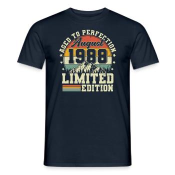 Août 1988 Vintage Cadeau d’anniversaire - T-shirt homme - marine - Devant - AI Model Male 178 light (178cm)