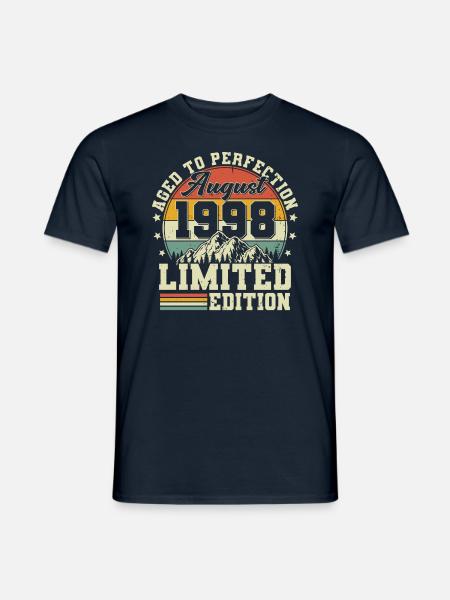 August 1998 Jahrgang Vintage Geburtstag Geschenk - Männer T-Shirt - Navy