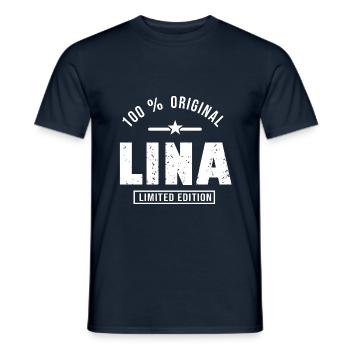Lina personalisiertes Shirt Vorname Lina - Männer T-Shirt - Navy - Vorne - AI Model Male 178 light (178cm)